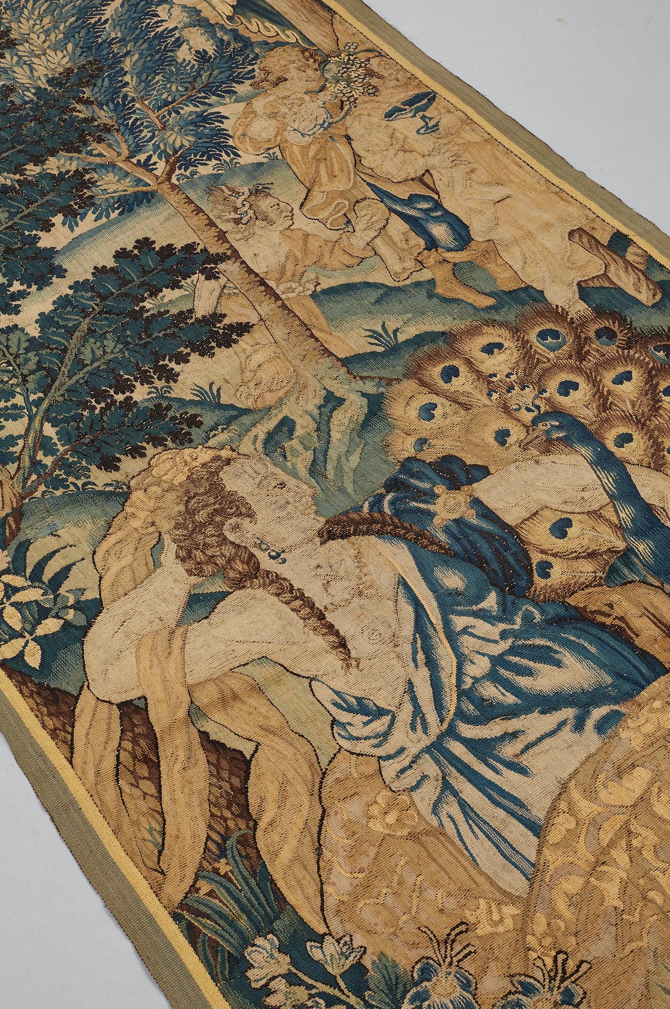 A TAPESTRY FRAGMENT, tapestry weave, ca 256,5 x 115 cm, Flanders/France the 17th century.