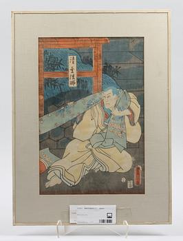 TOYOKUNI, UTAGAWA, hans efterföljare. Träsnitt, Japan.