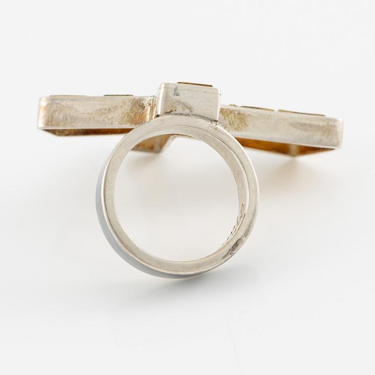 Jan-Christer Lundqvist, ring, sterling silver and gold with brilliant-cut diamonds, Skövde.