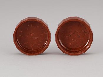 A pair of Swedish Empire 19th century porphyry salts.