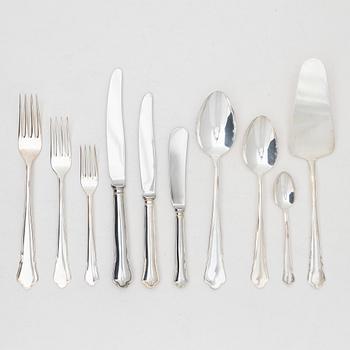 Guldsmedsaktiebolaget (GAB), a 55-piece silver cutlery set, model 'Chippendale', Eskilstuna, among others 2002.