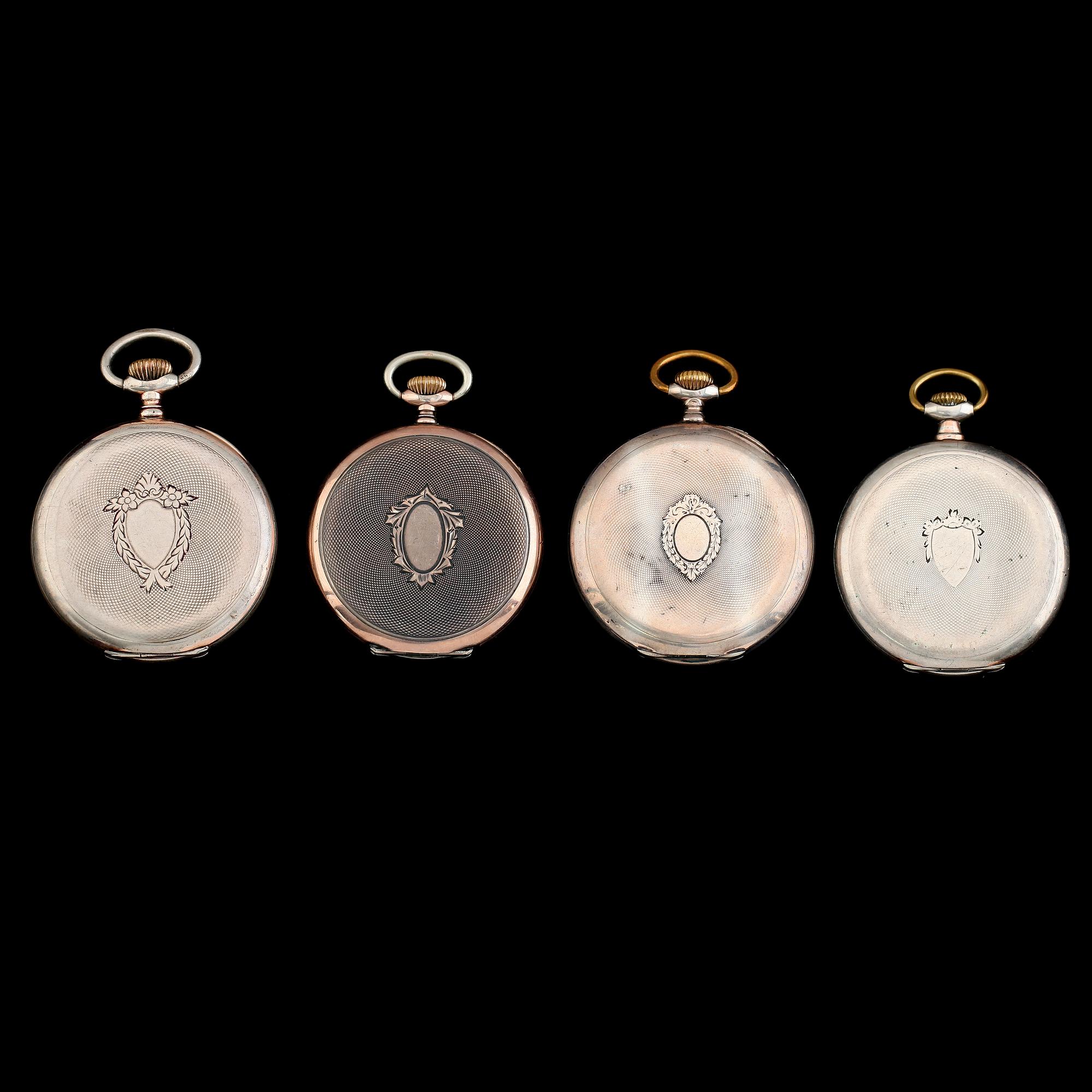 FICKUR, 4 st, silver, Omega och Longines, 1900-talets första hälft.