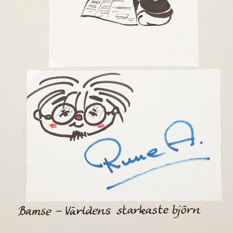 SAMLING AUTOGRAFER OCH TECKNINGAR AV SERIETECKNARE, 39 st, bla Walt Disney, Johnny Hart, Hank Ketcham, egenhändiga.
