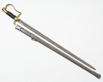 A Swedish artillery sword, 1889 pattern, with scabbard.