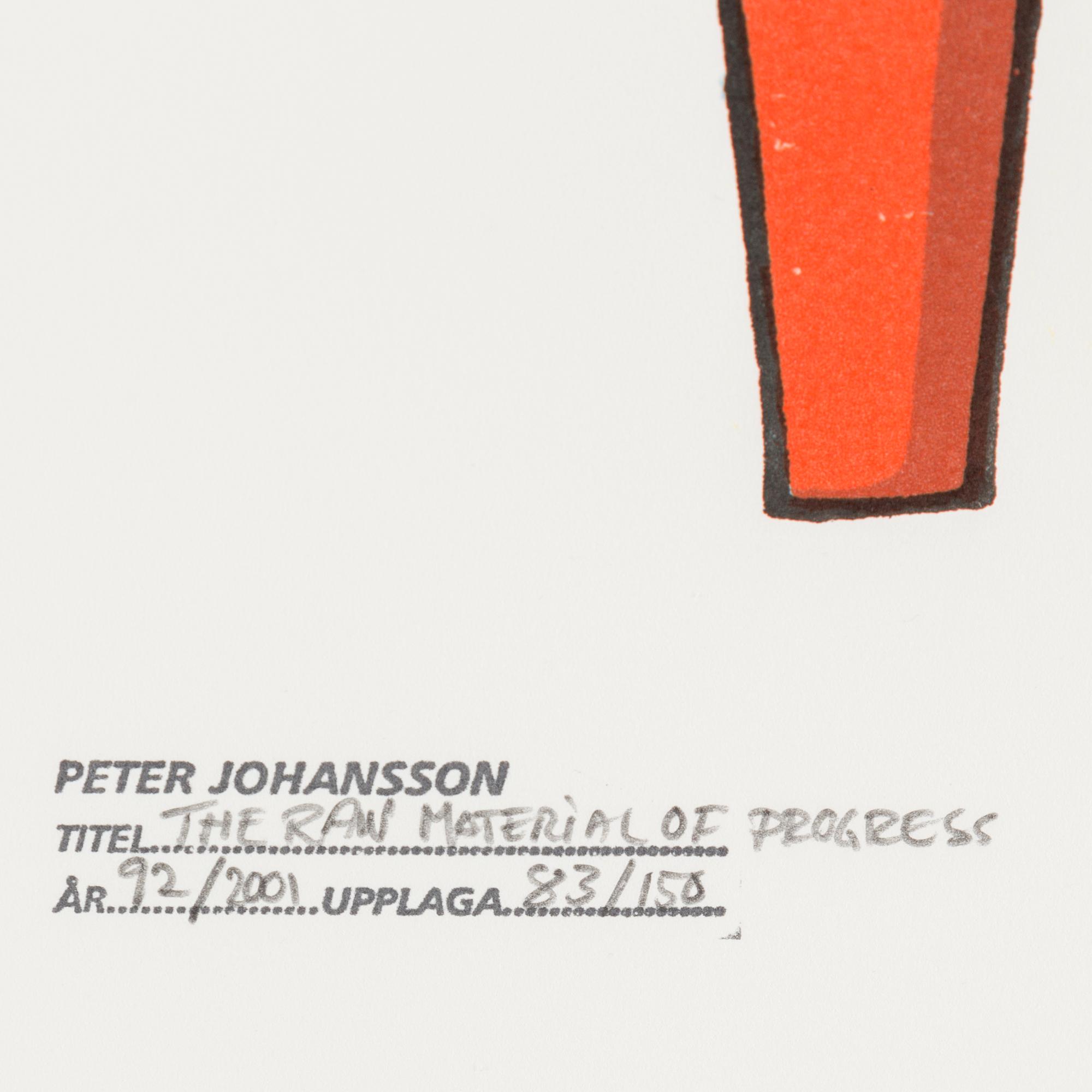 Peter Johansson, silk screen, "The raw material of Progress" signed and numbere 83/150,