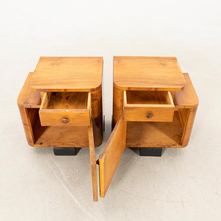Bedside tables, a pair, Art Deco, first half of the 20th century.