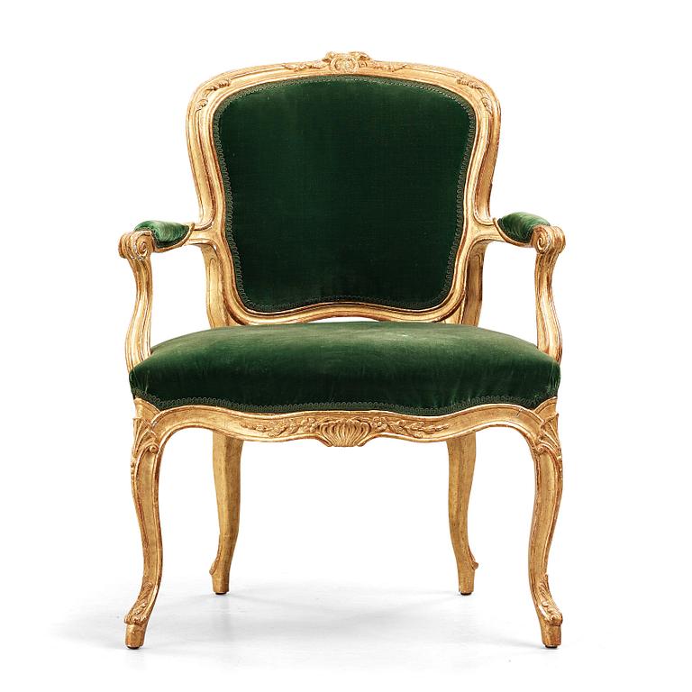 A Louis XV mid 18th century armchair.