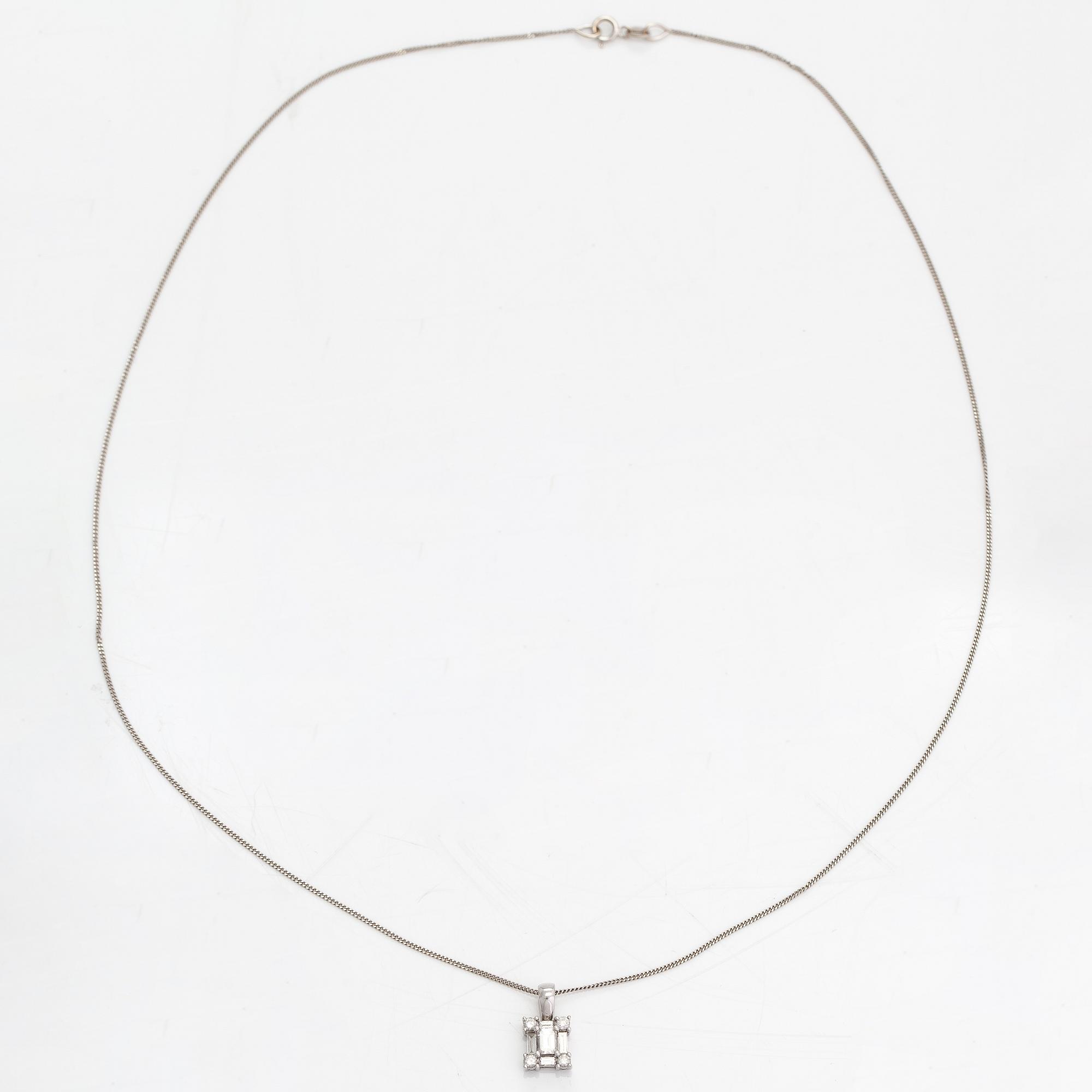 Kaulakoru, 18K valkokultaa ja timantteja n. 0.56 ct yht.