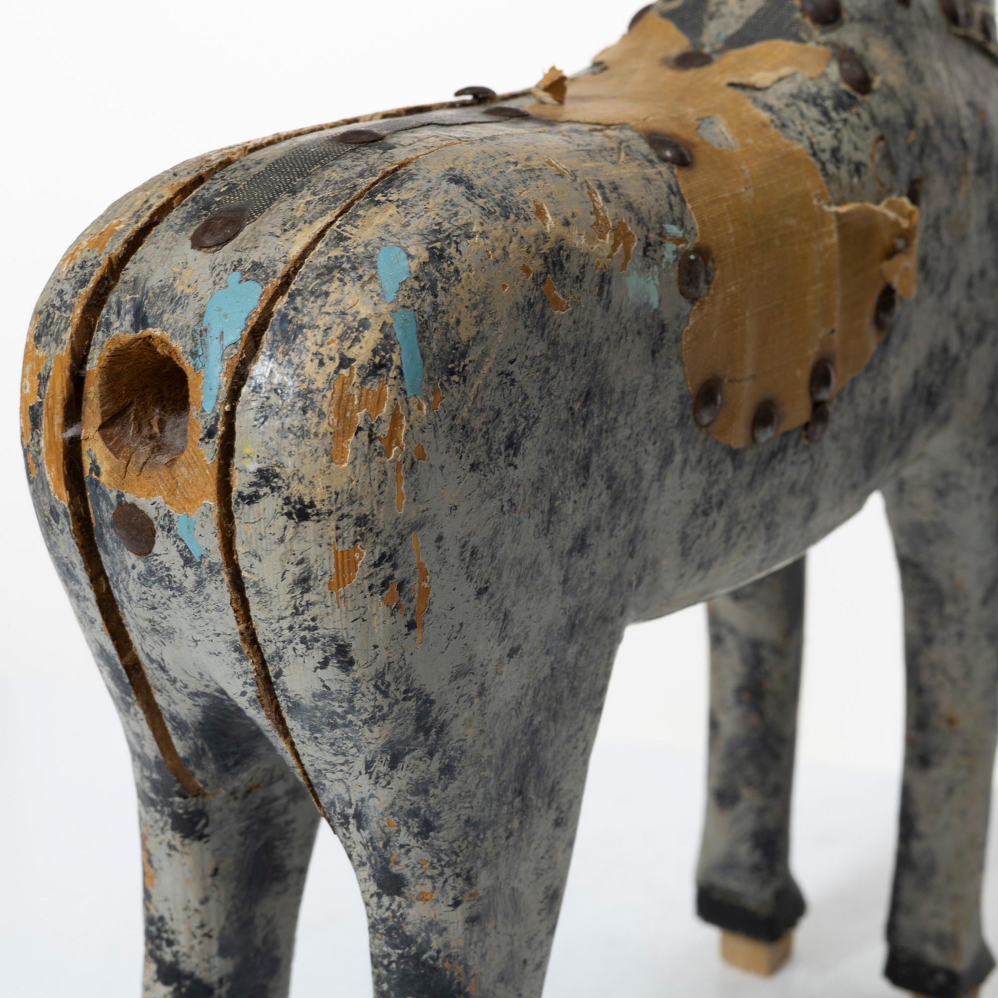 Sculpture, wood, horse, late 19th century.