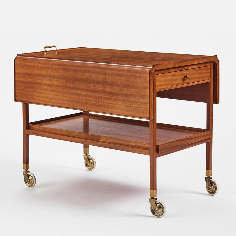 Josef Frank, a mahogany serving trolley model "756", FIrma Svenskt Tenn, mid-20th century.