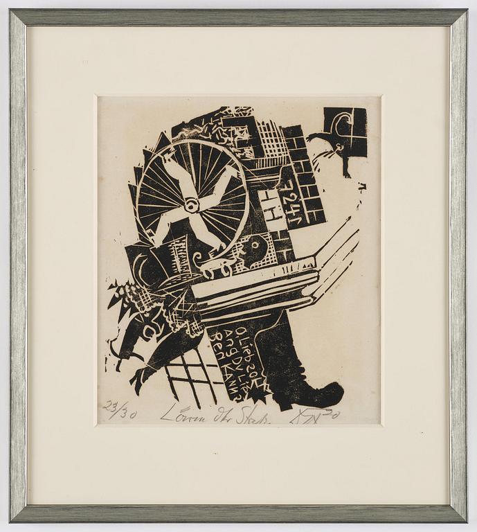 Otto Dix, "Lärm der Strasse" from "Neun Holzschnitte".