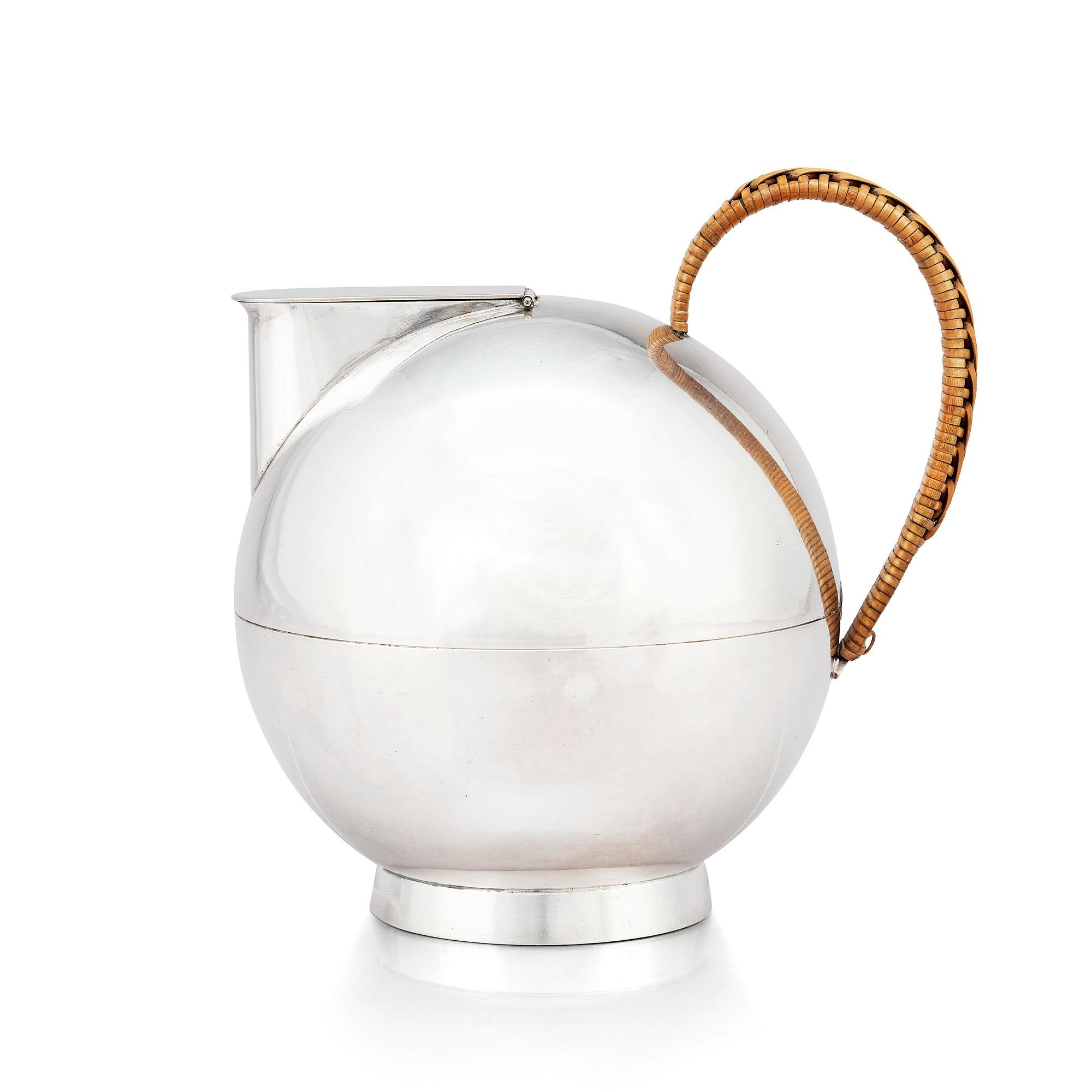 Sylvia Stave, an alpacca hot water jug, C.G. Hallberg, Stockholm 1930s. This model was designed around 1932/1933,