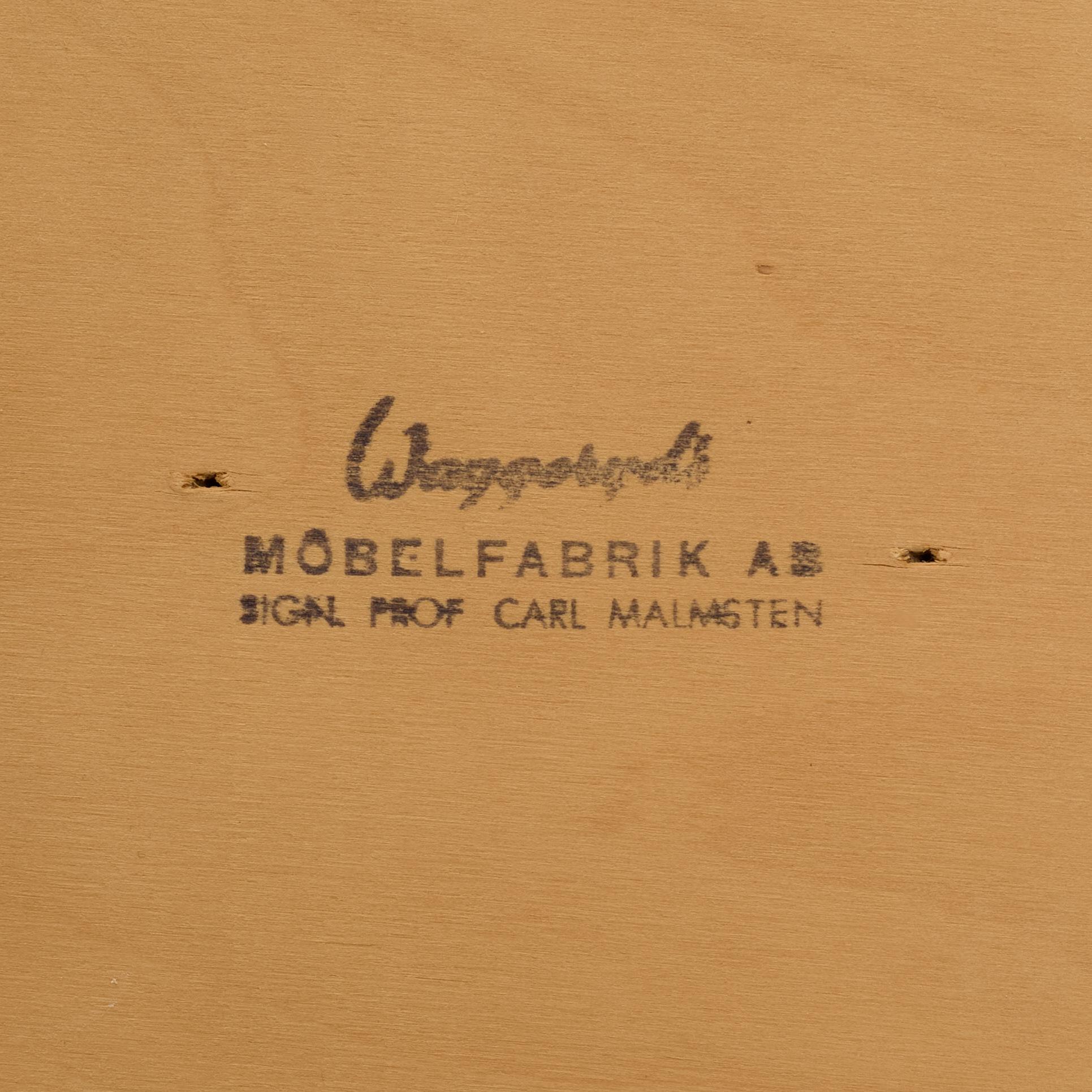 Carl Malmsten, dining table, 2 armchairs, 4 chairs, "Talavid", Waggeryd's Furniture Factory, second half of the 20th century.