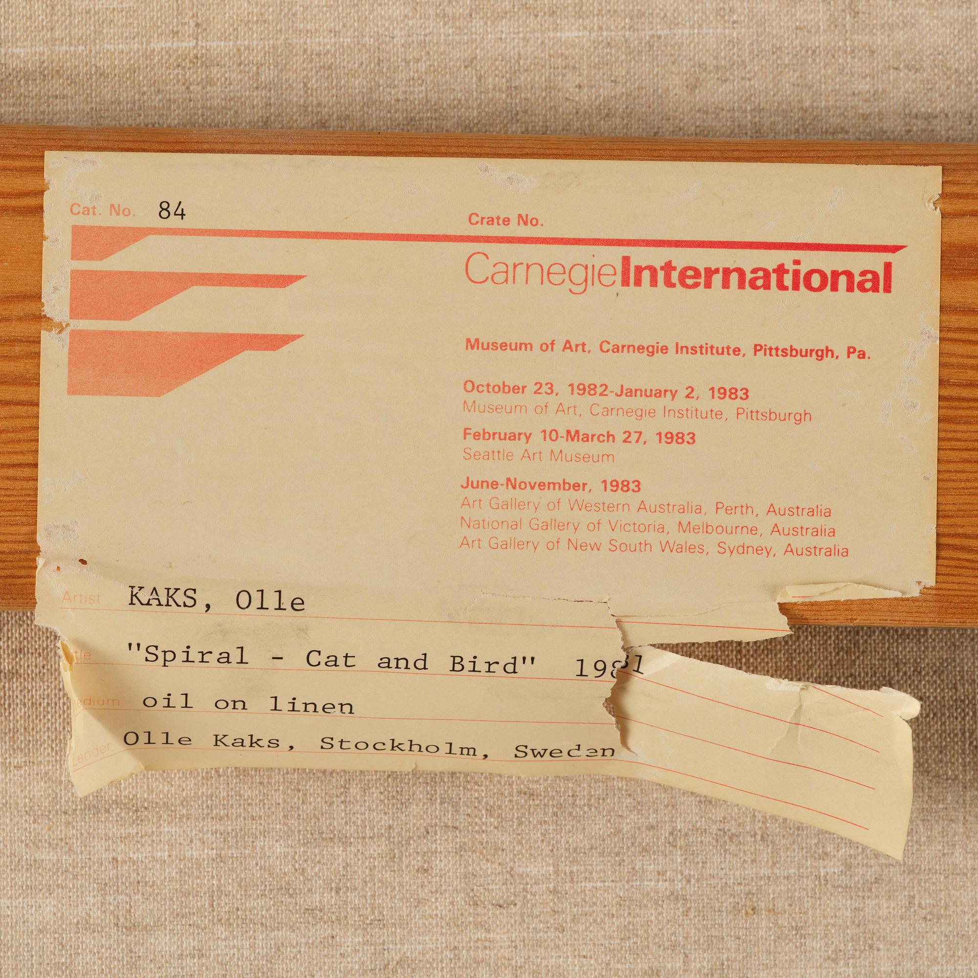 Olle Kåks, 'Spiral – Cat and Bird'.