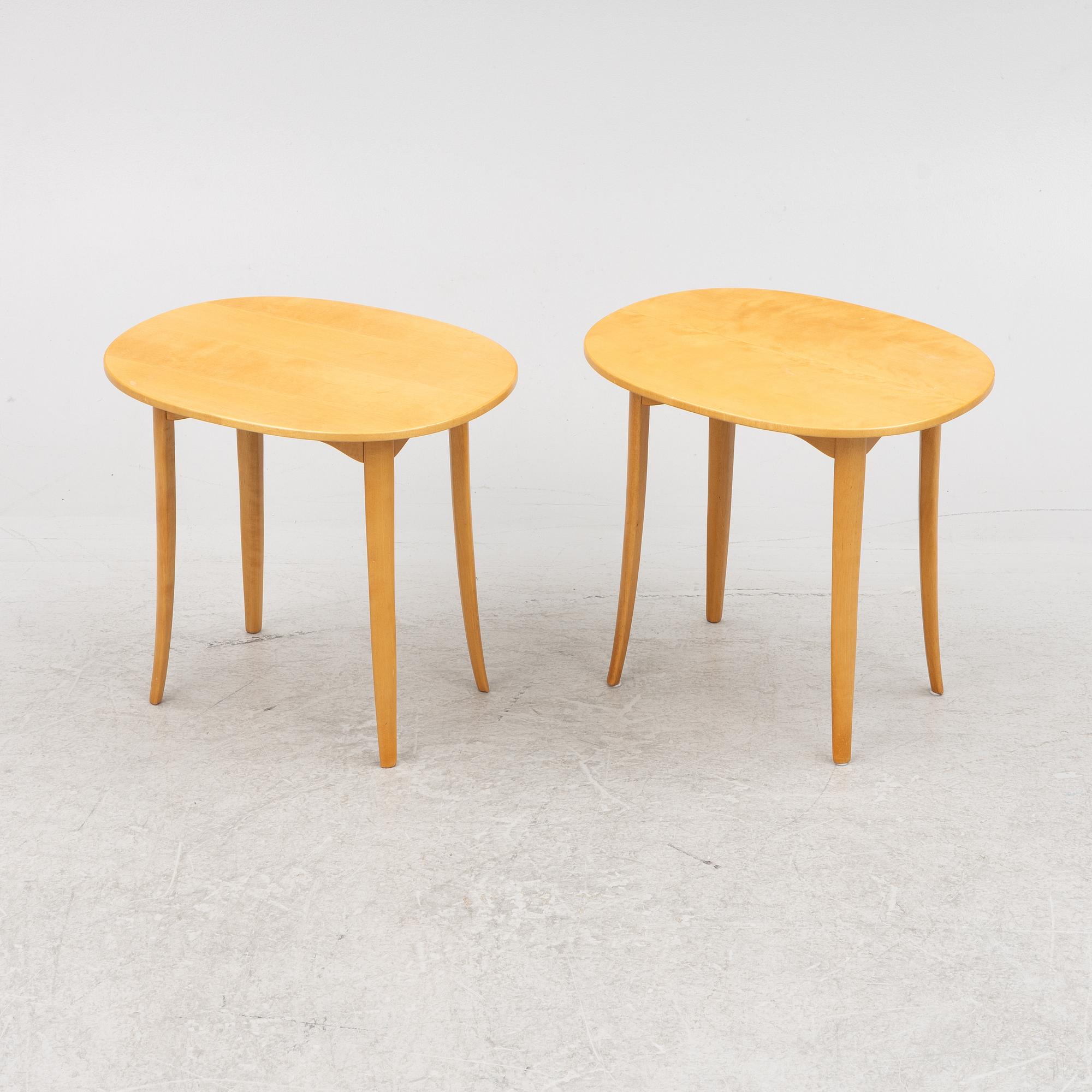 Carl Malmsten, side table, a pair, "Ovalen", Carl Löfving & Söner, Tibro.