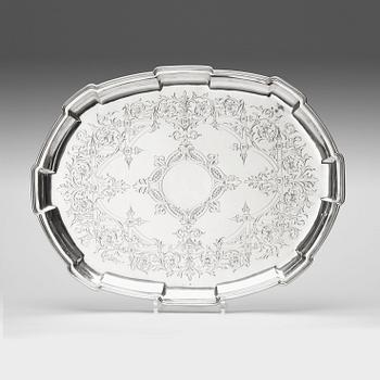 943. An Austrian-Hungarien late 19th century / early 20th century silver tray.