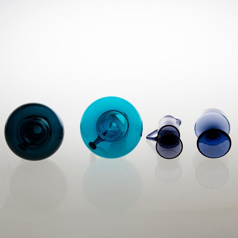 TAMARA ALADIN, KARAFFER, 2 st, SOCKERSKÅL och GRÄDDSNÄCKA, glas, Riihimäen Lasi 1961-64.