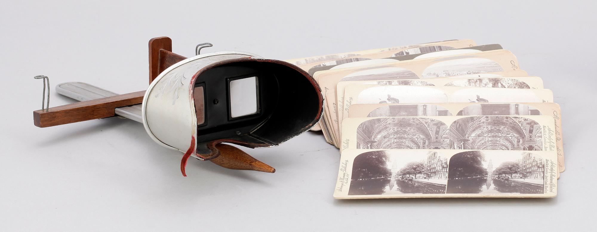 STEREOSKÅP MED BILDER I SKRIN, tidigt 1900-tal.