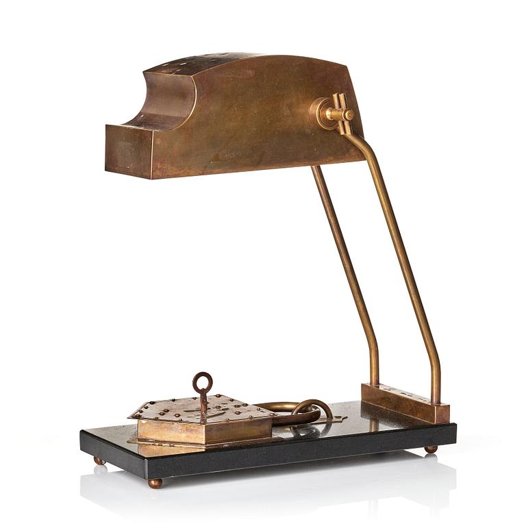 An Austrian brass table lamp, Vienna 1928.