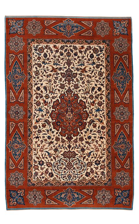 MATTA, semiantik Isfahan, ca 227 x 152,5 cm (samt kortsidorna med ca 1½ respektive ½ cm slätväv).