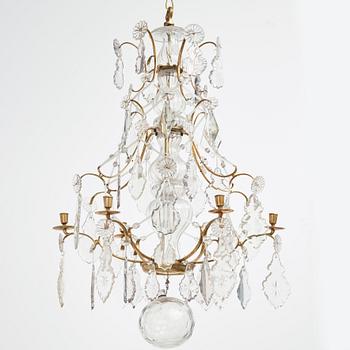 A Swedish Baroque mid 18th century six-light chandelier.