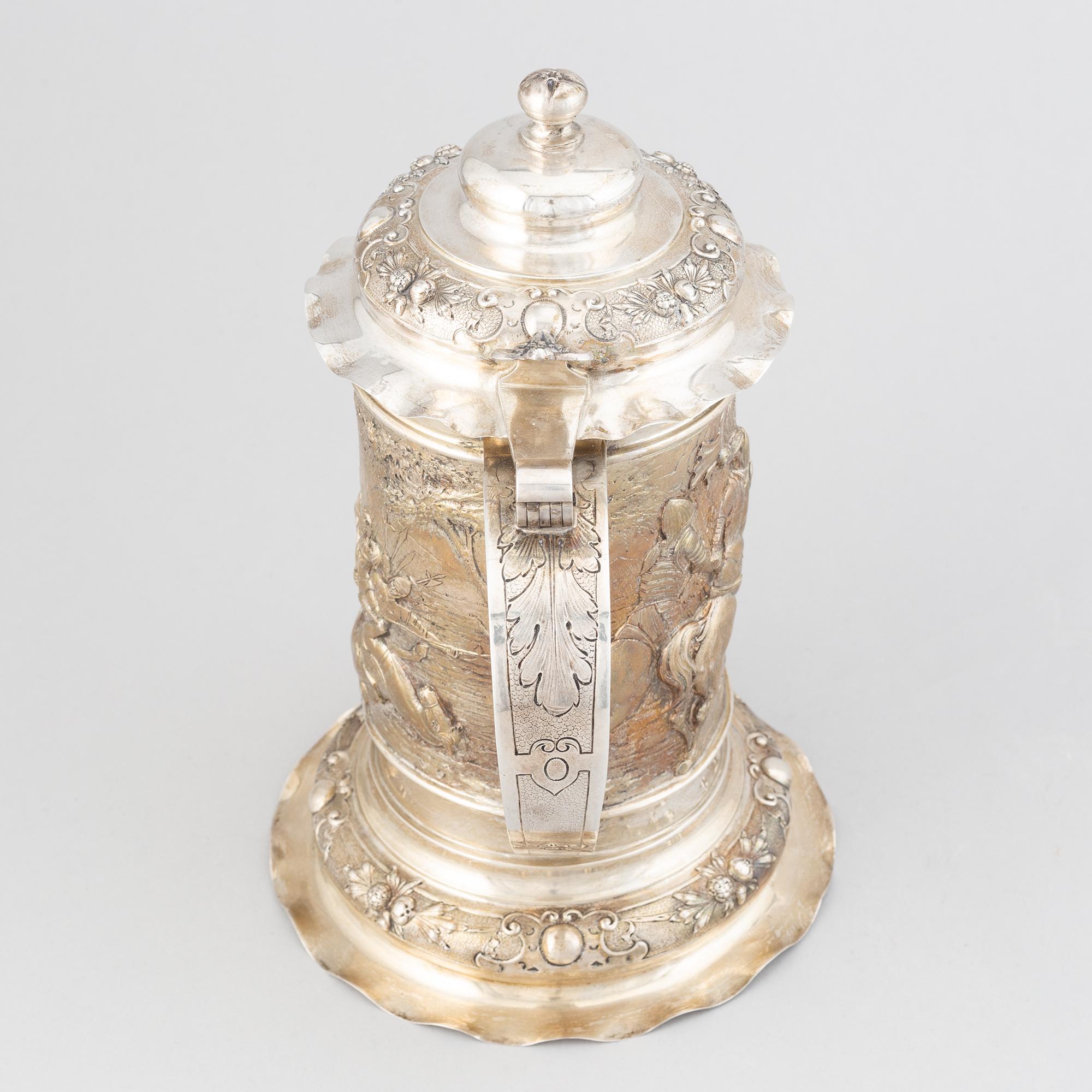 K. Andersson, dryckeskanna, silver, 1800-tal. Barock-stil.