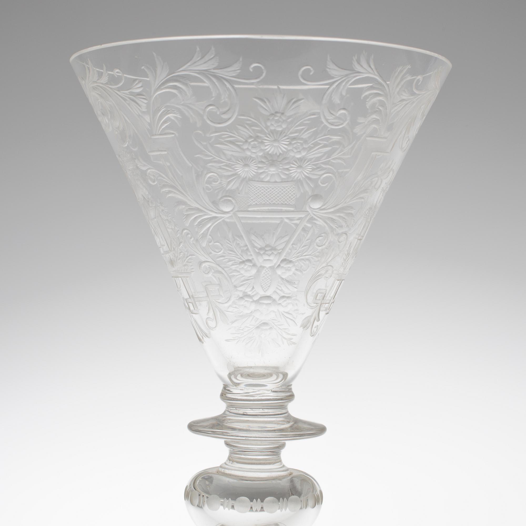 POKALGLAS, glas. Barockstil, 1800-tal.