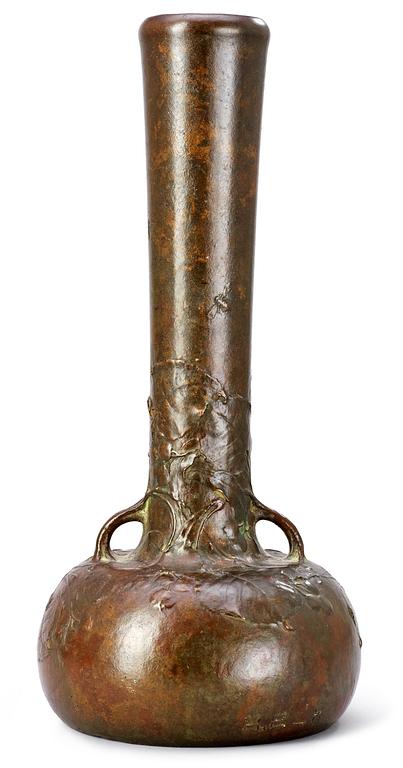 A Hugo Elmqvist patinated bronze vase, Stockholm circa 1900.