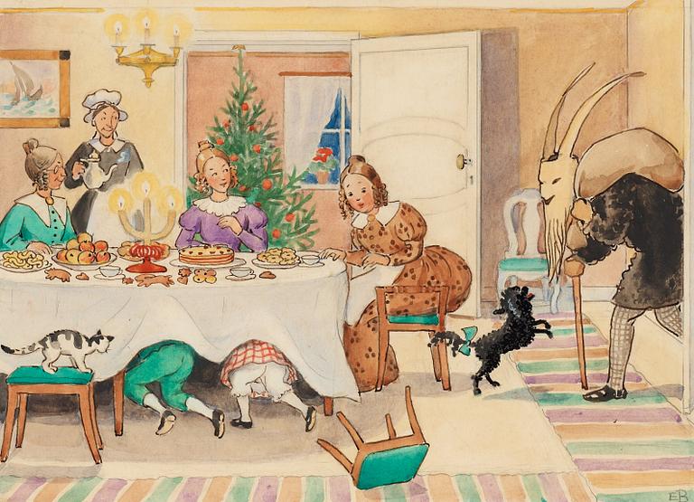 Elsa Beskow, Petter och Lotta blir skrämda av julbocken.
