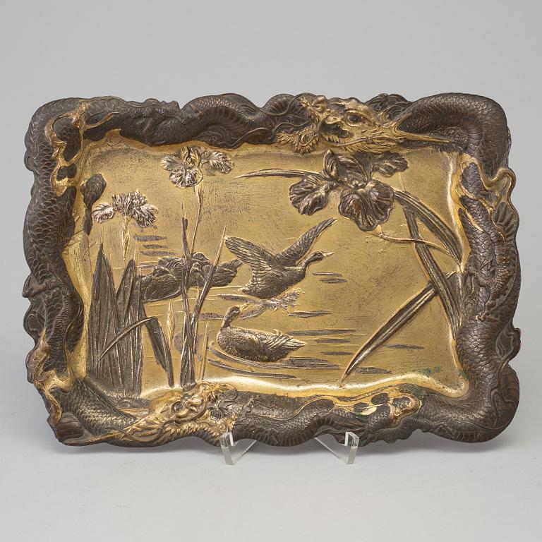 A Japanese gilt metal tray, Meiji, (1868-1912).