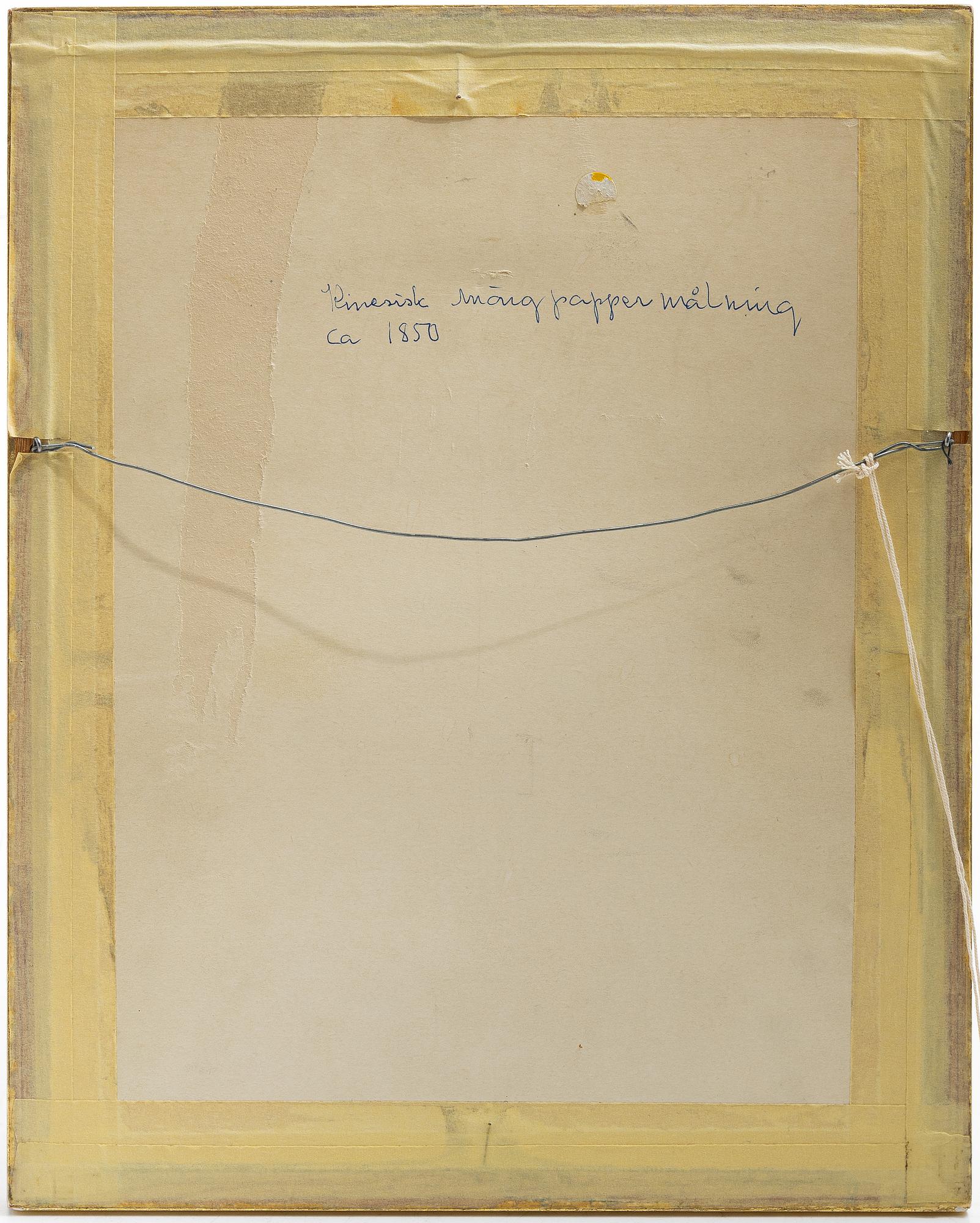 Rispappersmålningar, två stycken, Kina, Qingdynastin, 1800-tal.