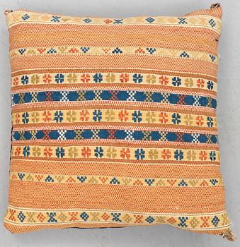 A double-interlocked tapestry cushion, ca 55 x 52,5 cm, Scania, 19th century.