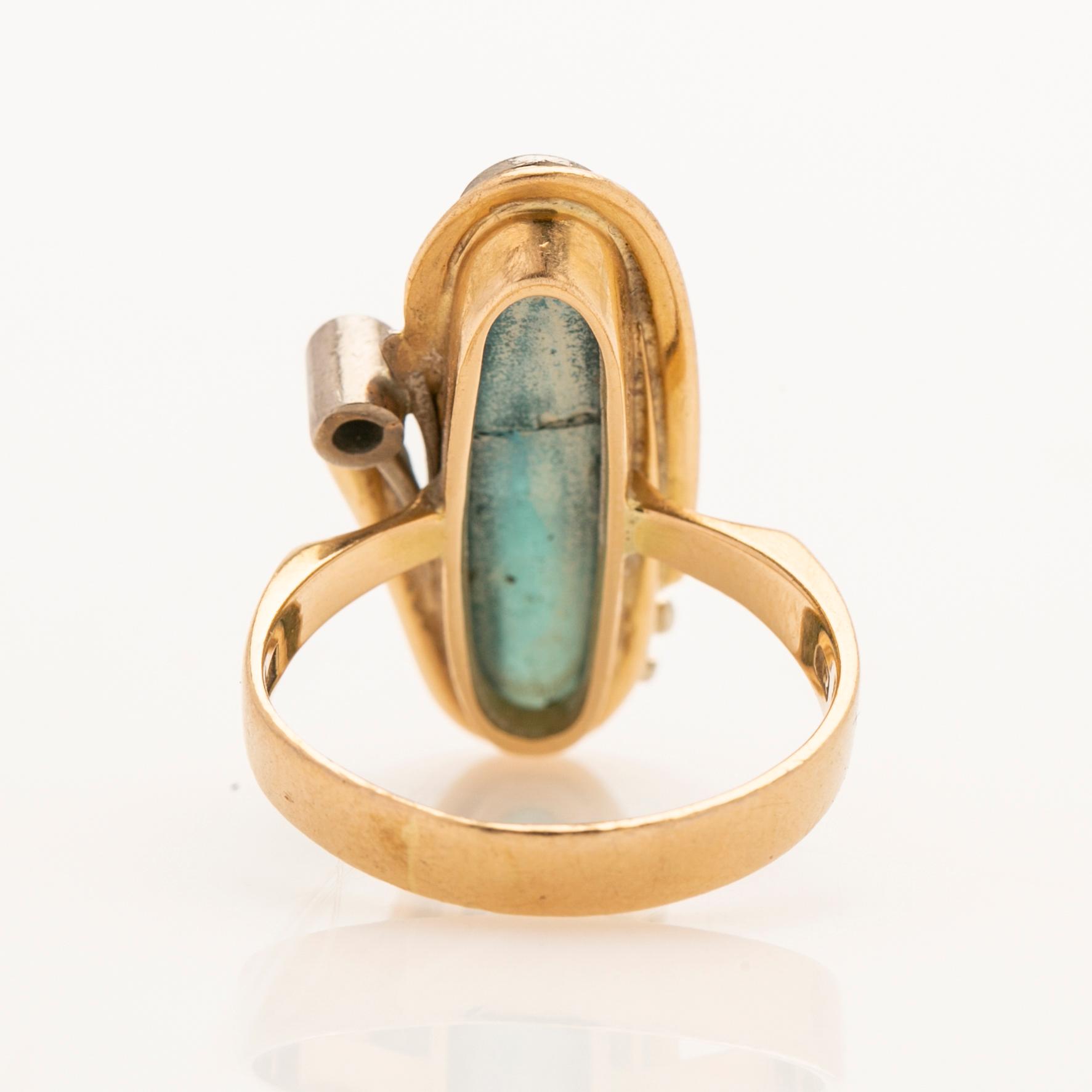 Ring, 18k med turmalin och briljant, Anders Molin Ädelsmedja, 1991.