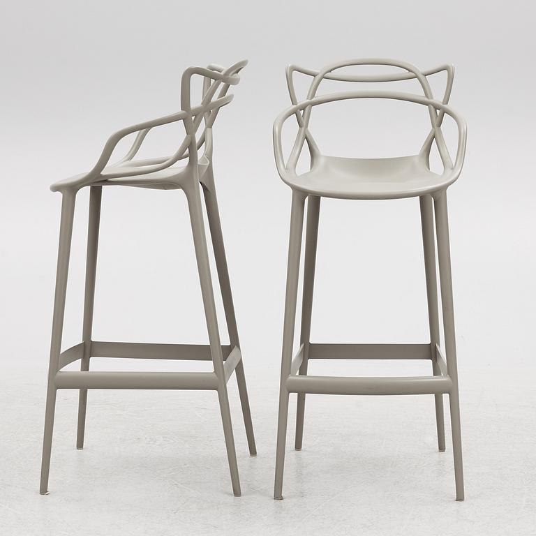 Philippe Starck and Eugeni Quitllet, a pair of "Masters stool" bar stools, Kartell, Italy, 2012.