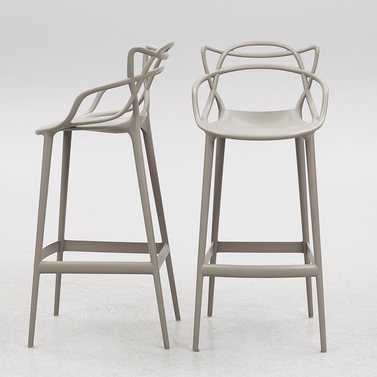 Philippe Starck and Eugeni Quitllet, a pair of "Masters stool" bar stools, Kartell, Italy, 2012.