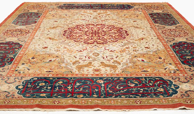 An antique Amritsar carpet, north India, c. 453 x 354 cm.