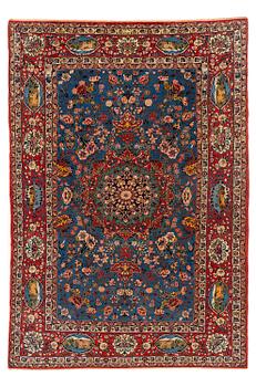 411. Matta, semiantik Isfahan, part silk, ca 216 x 151 cm.