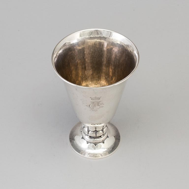 A Danish Art Nouveau silver monogrammed beaker, Copenhagen 1920. Swedish import mark.