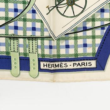 Hermès, two silk twill scarves.