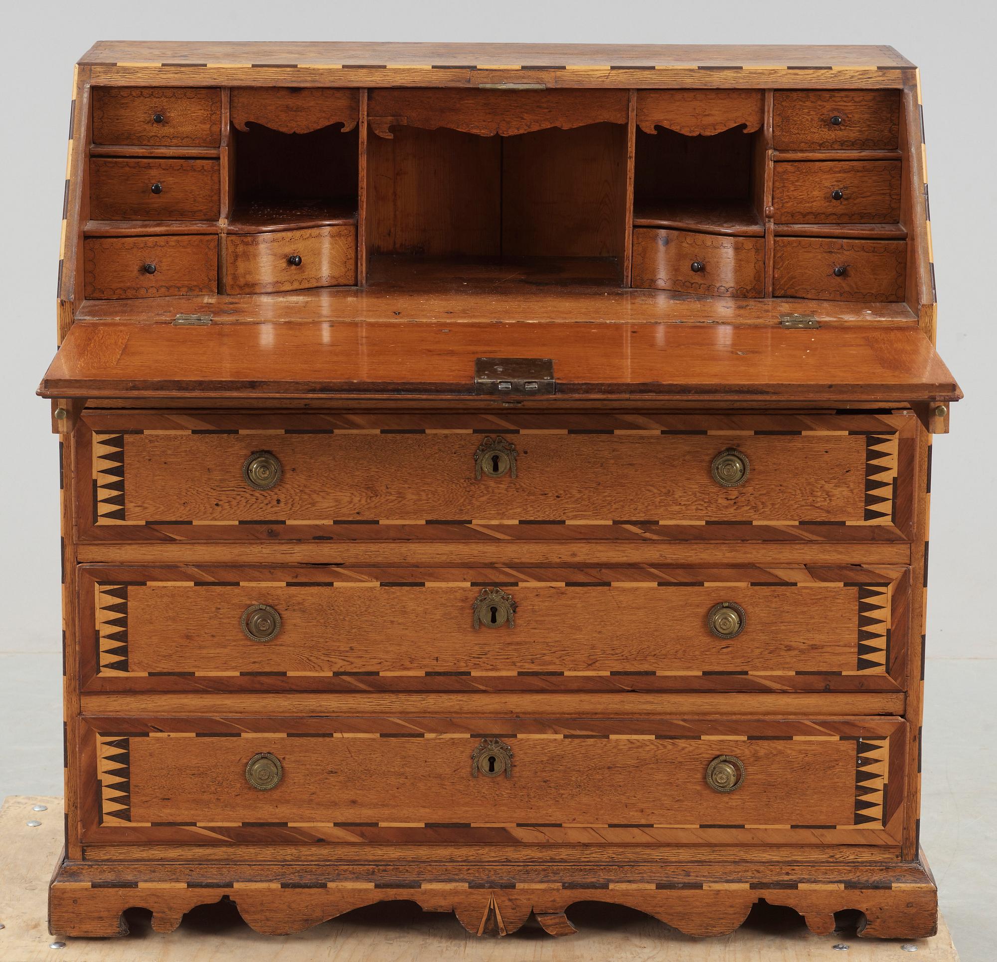 SEKRETÄR, sengustaviansk, 1700/1800-tal.