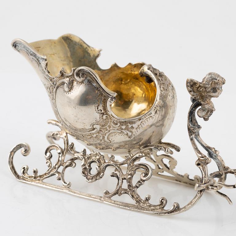 A parcel-gilt silver sculpture / bowl, Germany, Swedish import marks, 20th Century.