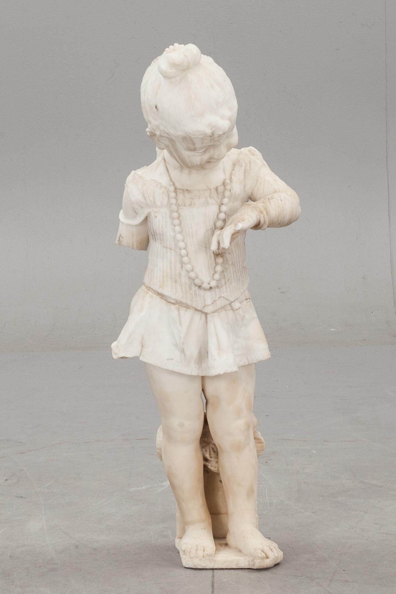 TRÄDGÅRDSSKULPTUR, alabaster. 1900-tal.