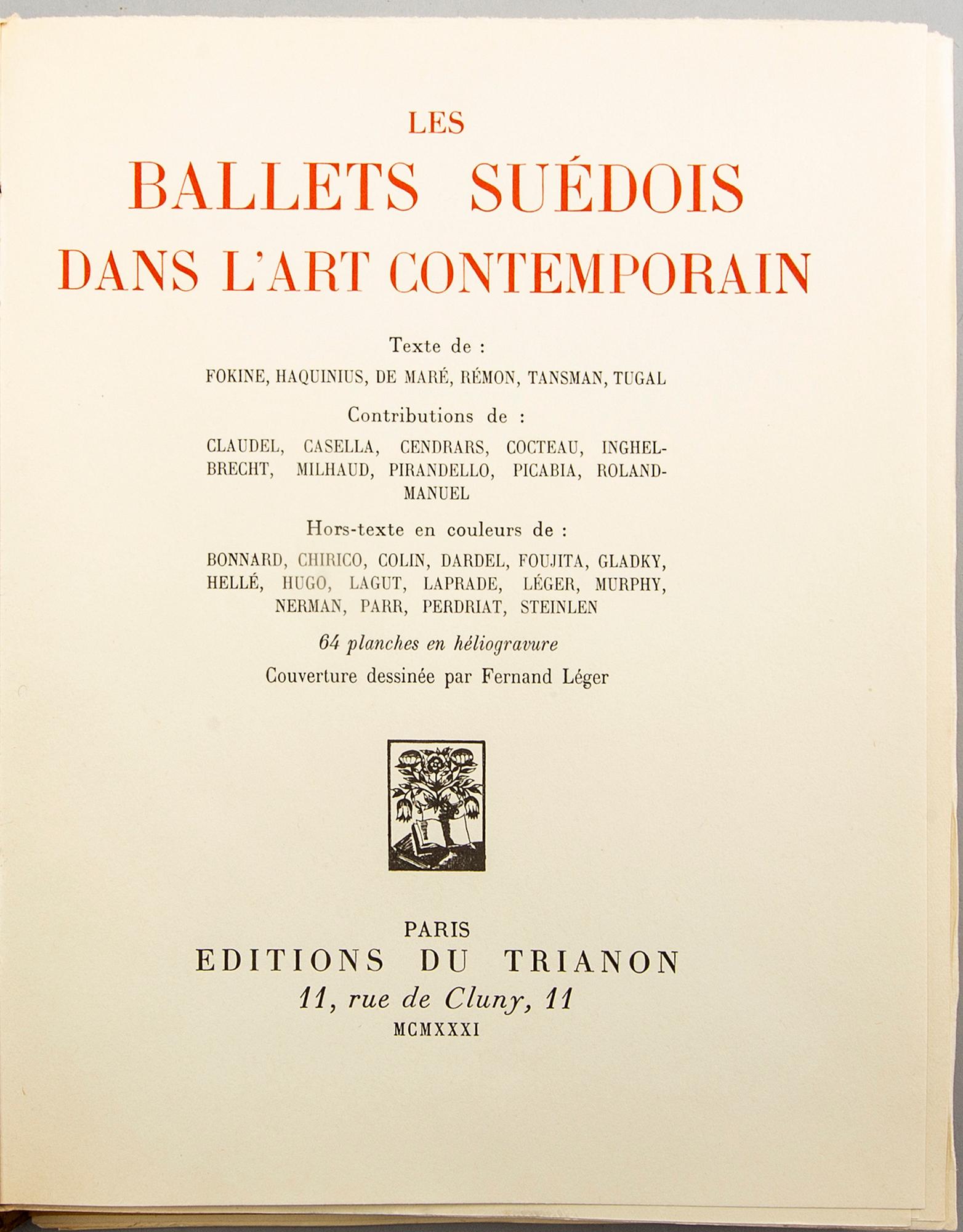 Bok, "Les Ballets Suédois dans l'Art Contemporain", Editions du Trianon, Paris, 1931.