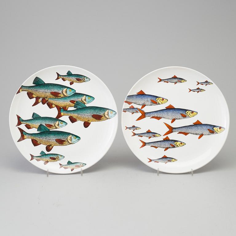 FORNASETTI, five porselain 'Pesci' fish plates from Fornasetti, Milan, Italy, 1955.