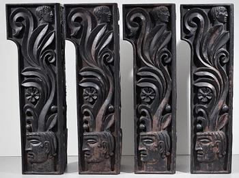 Anna Petrus, four cast iron reliefs, Näfveqvarn, Sweden, pieces of a table designed for the Metropolitan exhibition in New York 1927.