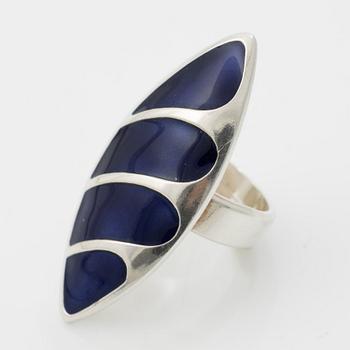 David Andersen, brooch, a pair of earrings and a pendant, silver and enamel.