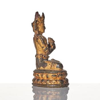 A Sino Tibetan figure of Adibuddha Vajradhara, 15/16th century.