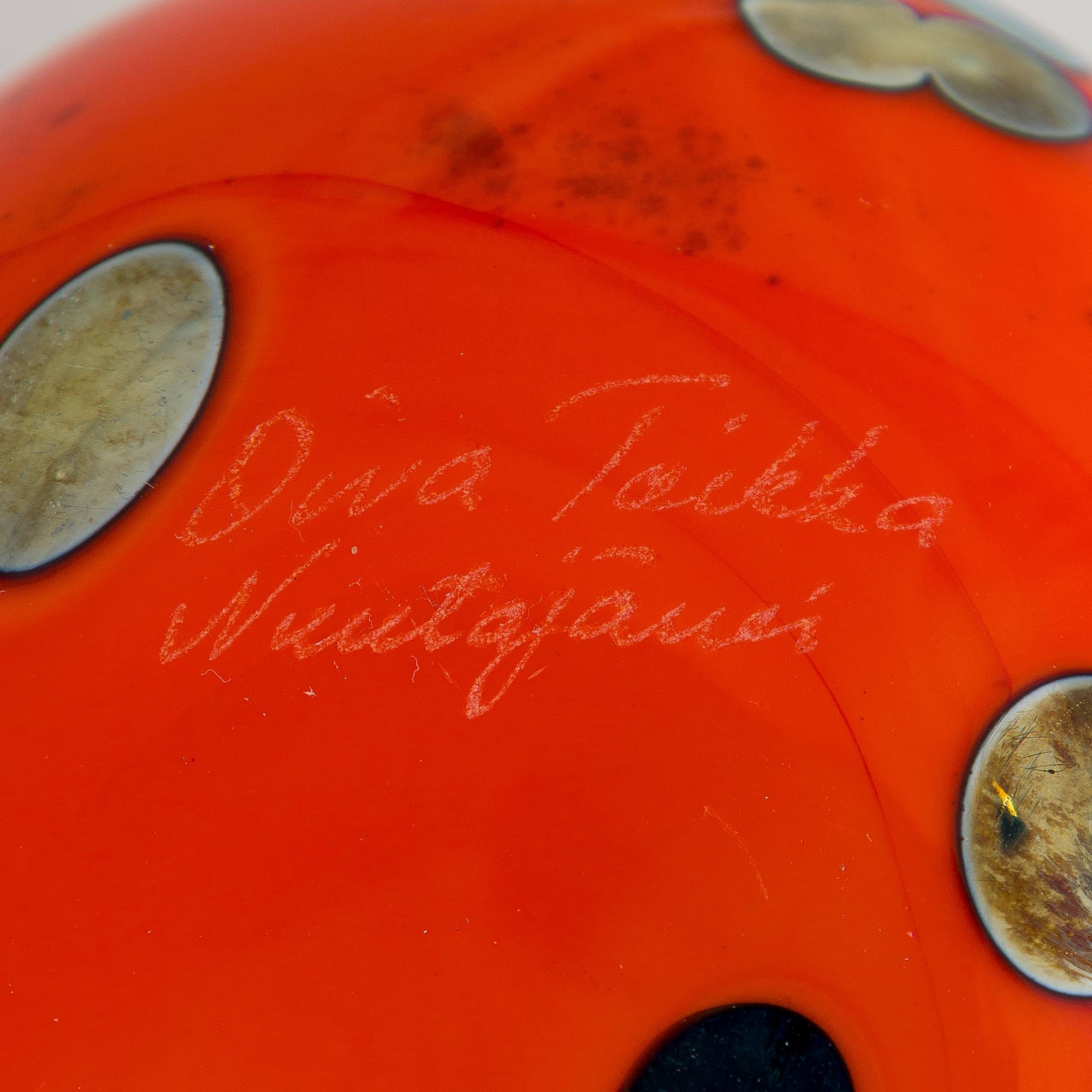 Oiva Toikka, glasfågel, "Firebird", signerad O. Toikka Nuutajärvi.