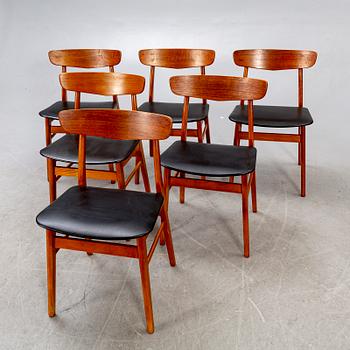 A set of six 1960s Danish  Farstrup (possibly) teak chairs.