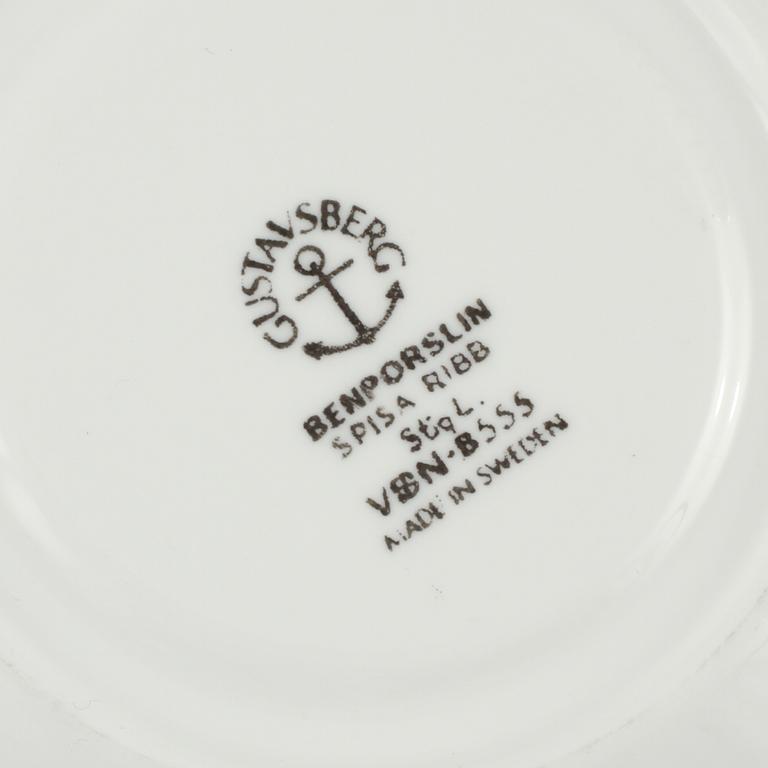 SERVISDELAR, 28 st, porslin, "Spisa Ribb", Stig Lindberg, Gustavsberg, 1900-talets andra hälft.